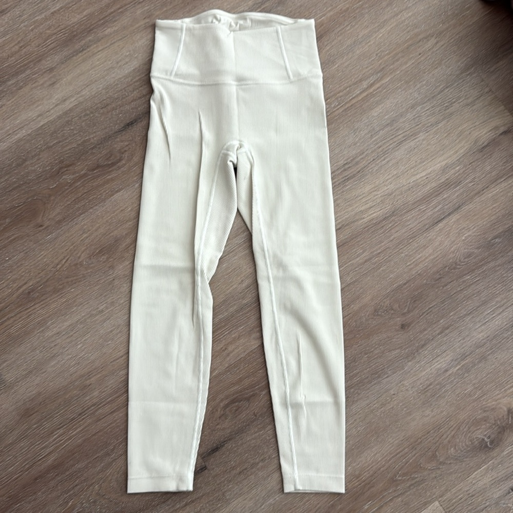 Women's Cream ribbed leggings